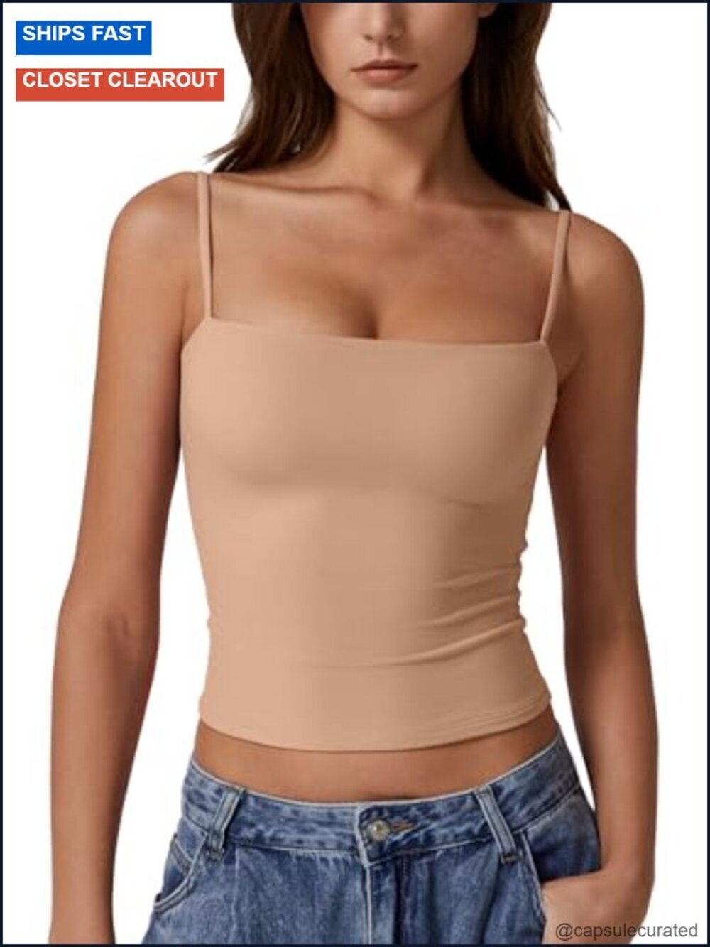 Double Lined Basic Tank Top Adjustable Spaghetti Straps Sleeveless Camisole